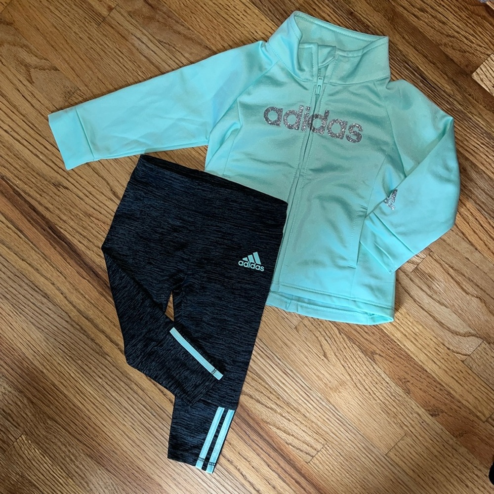 Adidas girl’s 9 months teal and gray outfit #00